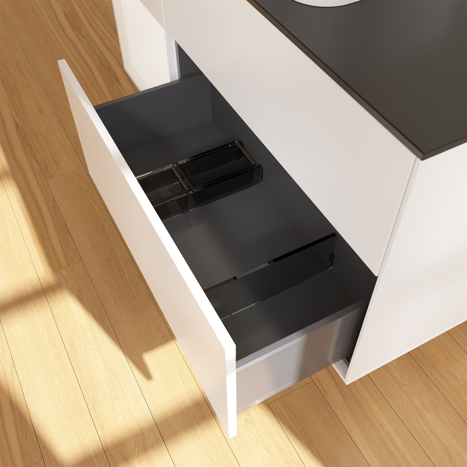 Villeroy & Boch Finion Waschtischunterschrank 120 cm mit Regalelement links und Abdeckplatte, mit Wandbeleuchtung