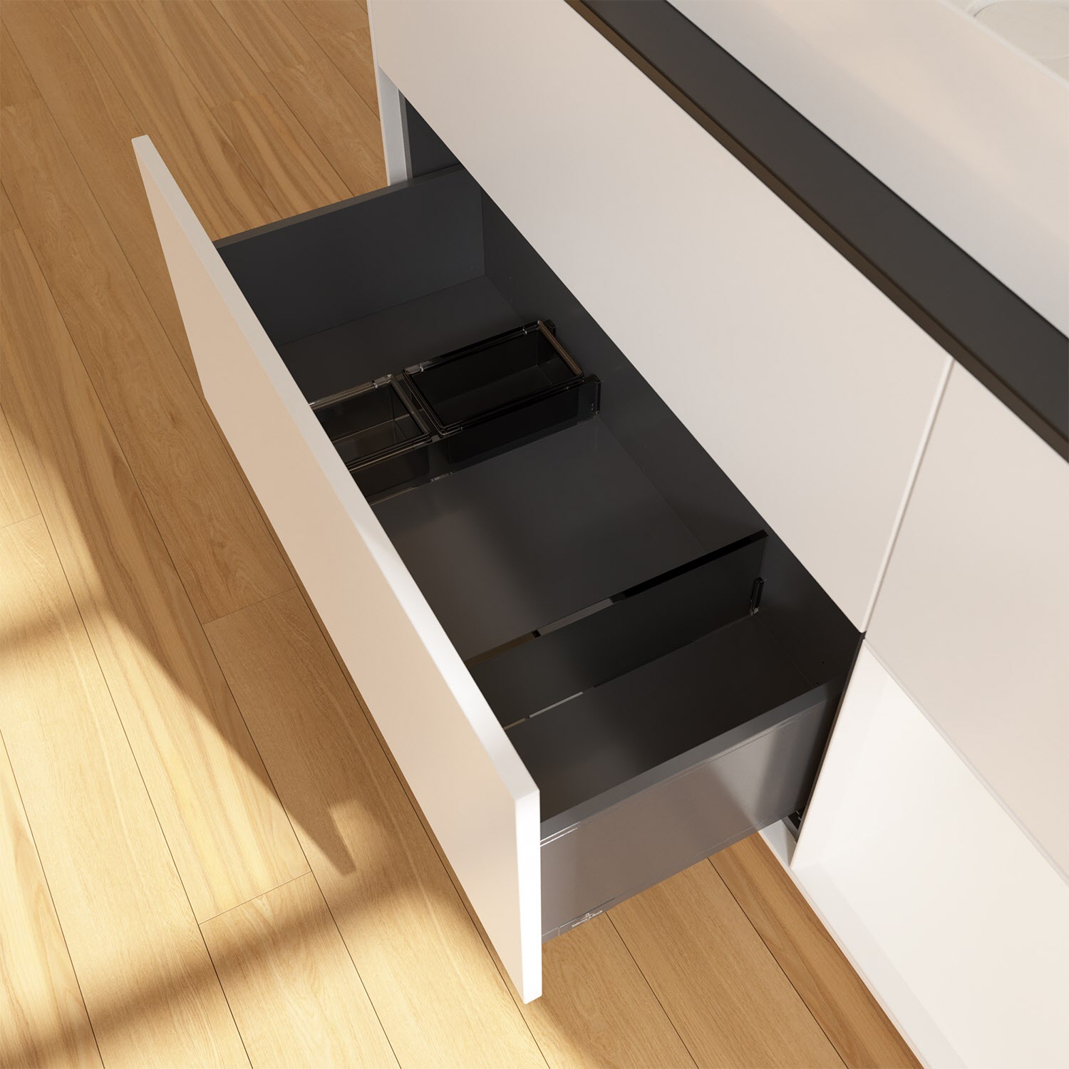 Villeroy & Boch Finion Waschtischunterschrank 120 cm mit Regalelement rechts und Abdeckplatte, mit Wandbeleuchtung