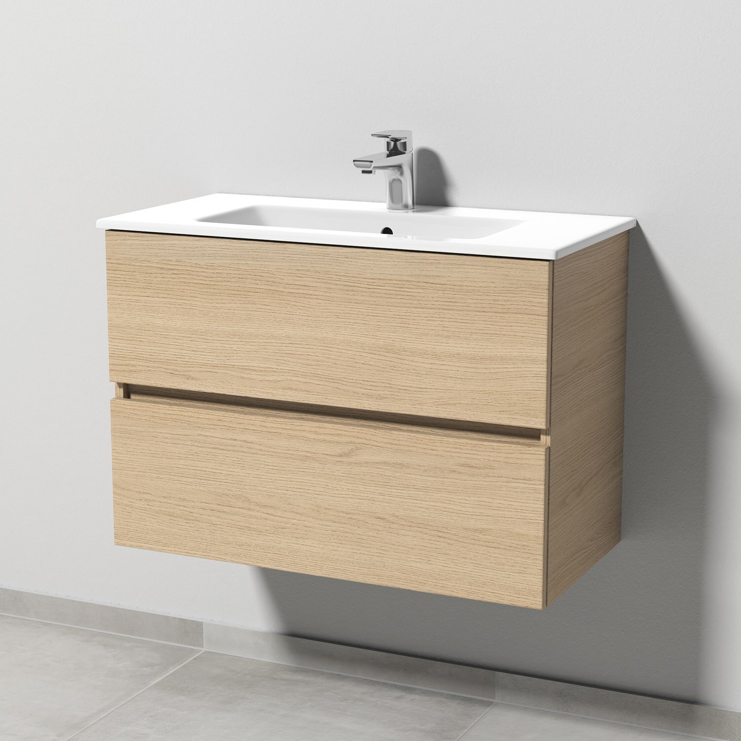 Sanipa Solo One Euphoria-Compact Keramik-Set 79,2 cm mit Keramik-Waschtisch und Waschtischunterbau mit 2 Auszügen