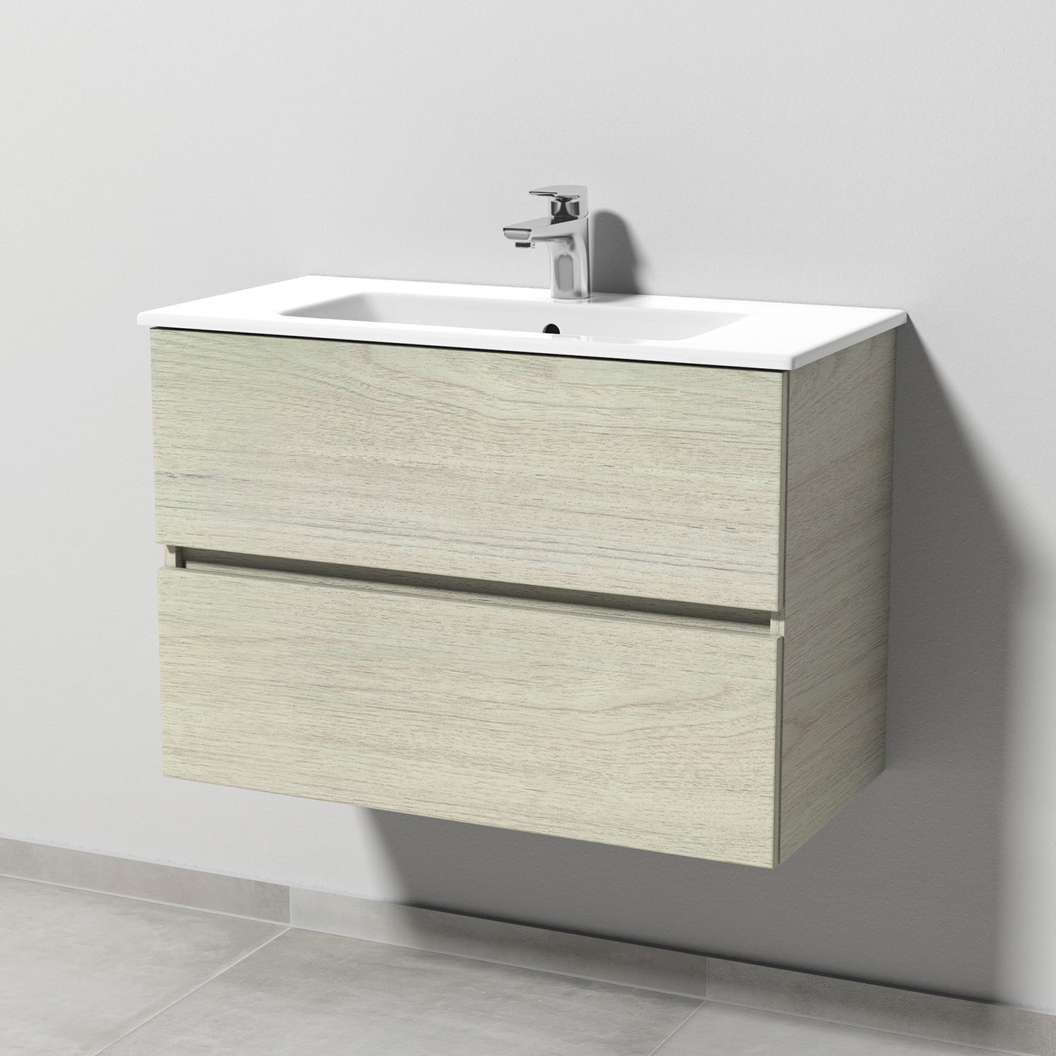 Sanipa Solo One Euphoria-Compact Keramik-Set 79,2 cm mit Keramik-Waschtisch und Waschtischunterbau mit 2 Auszügen