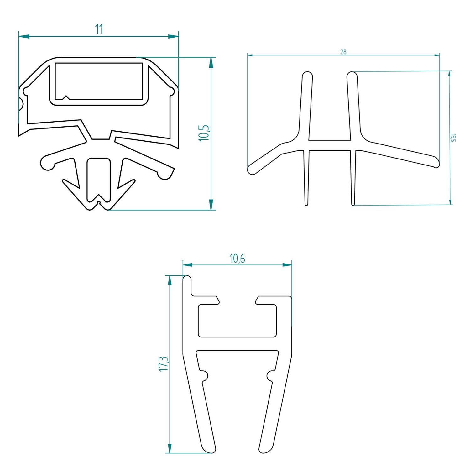 Breuer ELANA 6 Ersatz-Dichtungsset Komplett für Pendeltür für Nische oder Seitenwand BSW 07.2003-05.2006