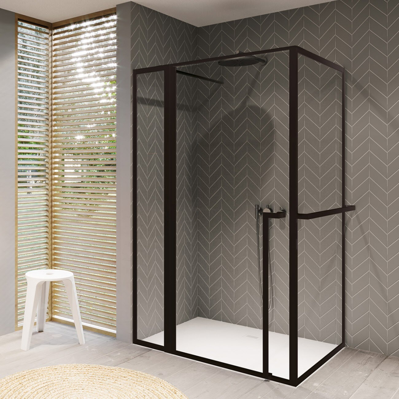 Riho Lucid Pendeltür Eckeinstieg mit Festteil und Seitenwand GD203 120 x 90 cm