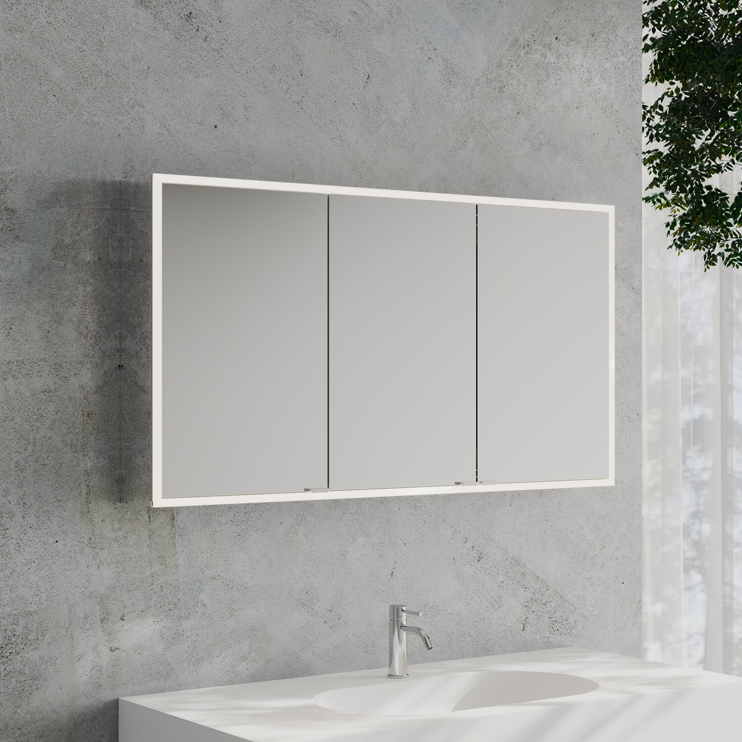 Kronenbach Cube 2.0 Spiegelschrank 130 cm, Aufputz, 3-türig