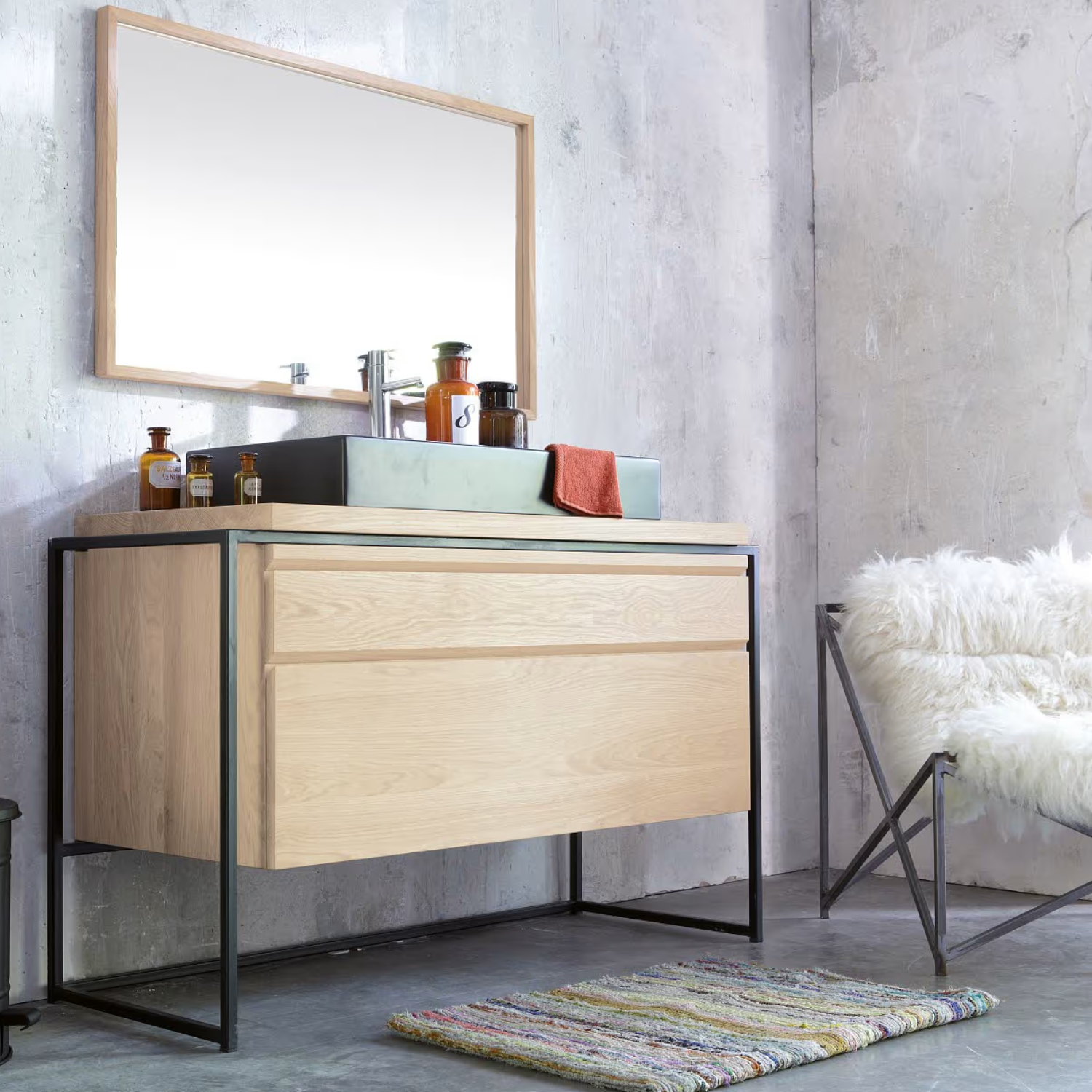 Wood Waschtischunterschrank mit Gestell